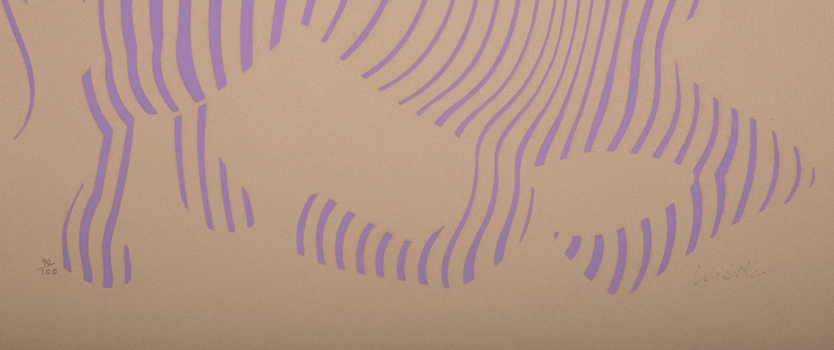 American Victor Vasarely Zebra 'Purple-Tan' Screen Print