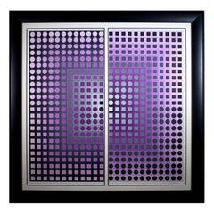 Victor Vasarely Zett Diptych 1989 Signed Op Art Modern Screenprint 10/300 Framed
