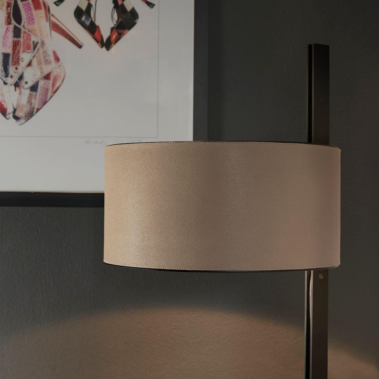 Contemporary Victor Vasilev Metal and Leather Table Lamp by Oluce For Sale