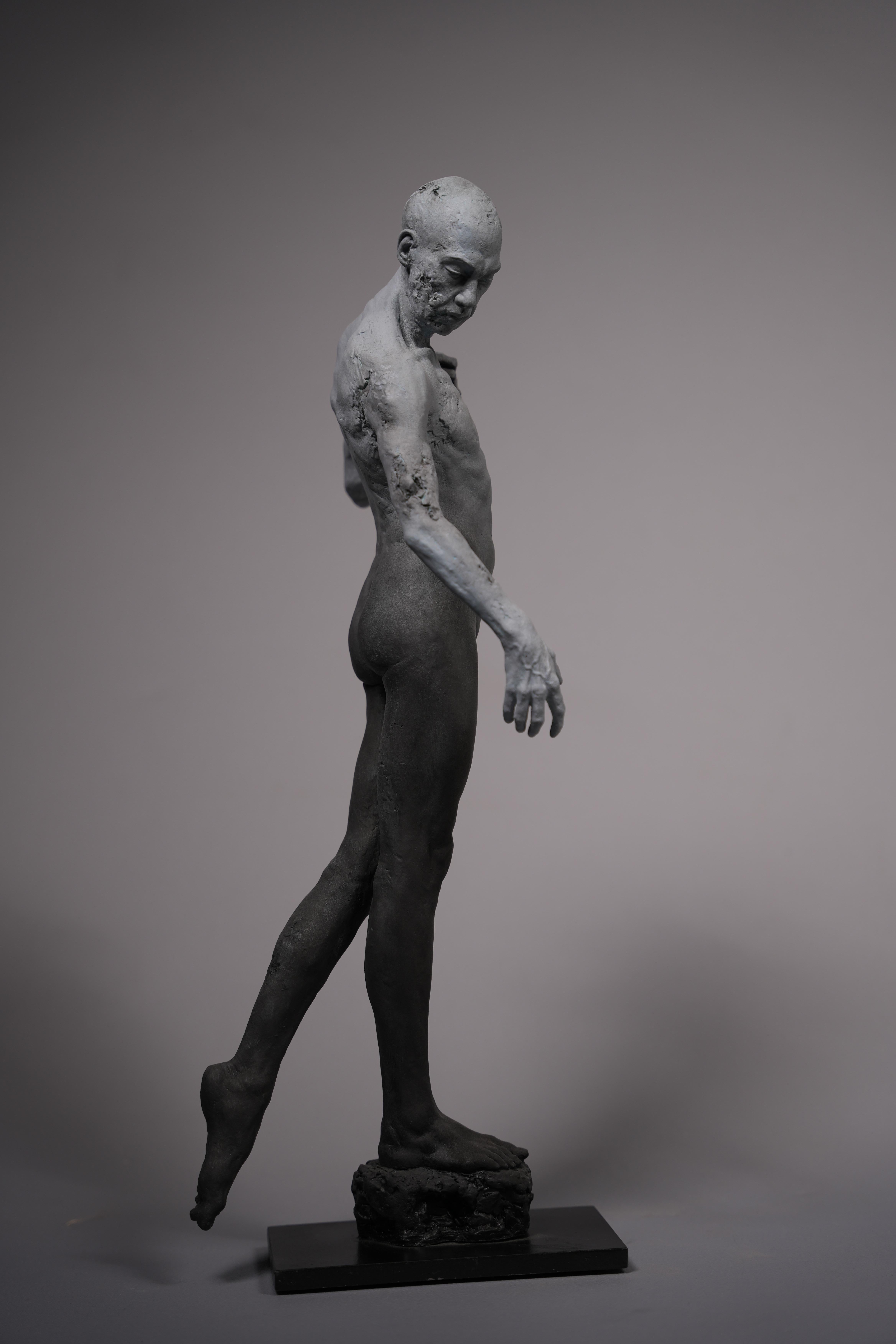 Resistance Big Standing Bronze Sculpture Portrait Human Male Nude Realism