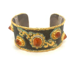 Victor Velyan Manchette en diamants 0,93 carat et spessartite 19,72 carats 24 carats YG/SS