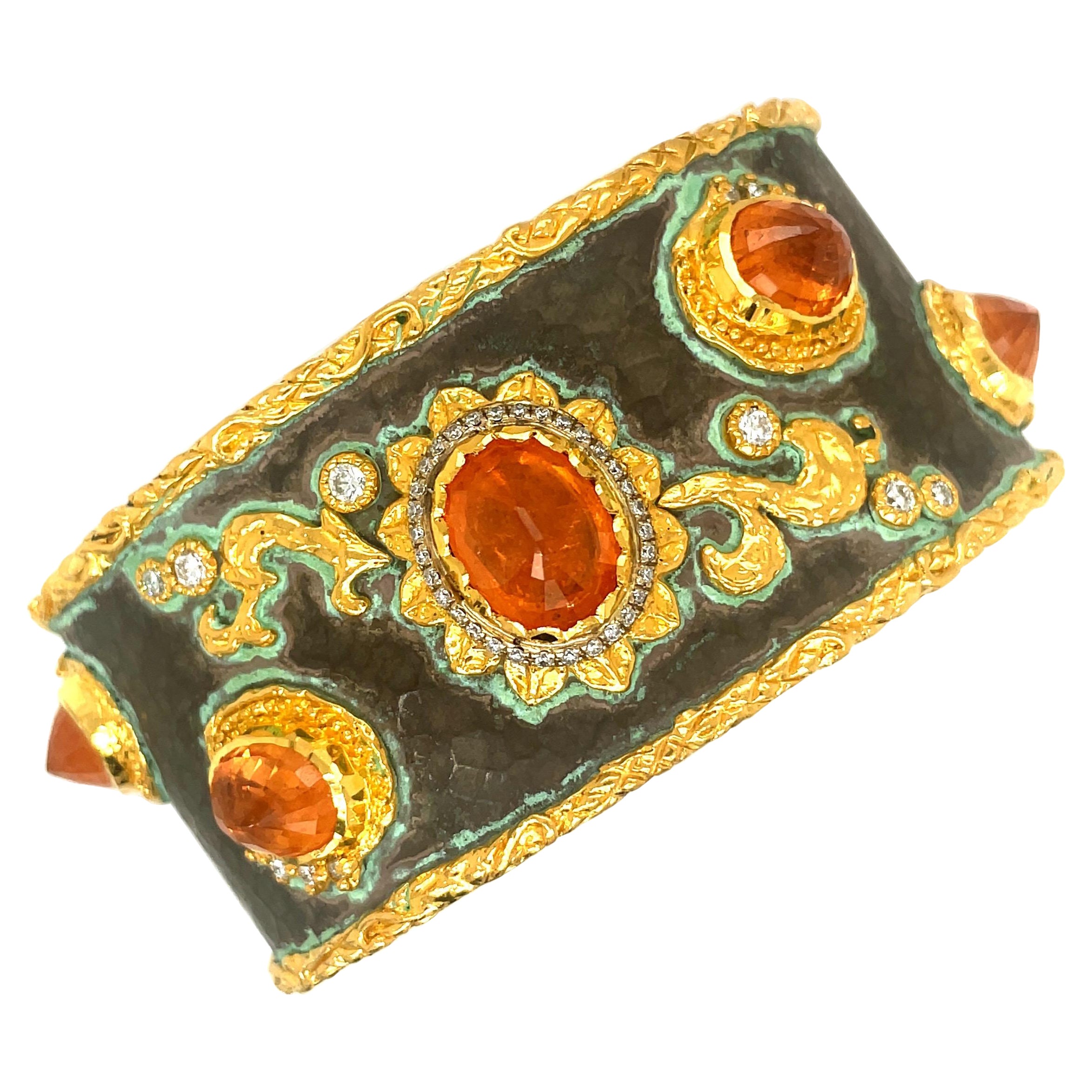 Victor Velyan Bracciale con diamanti 24KT YG/SS 19,72Ct Spessartite 0,93Ct
