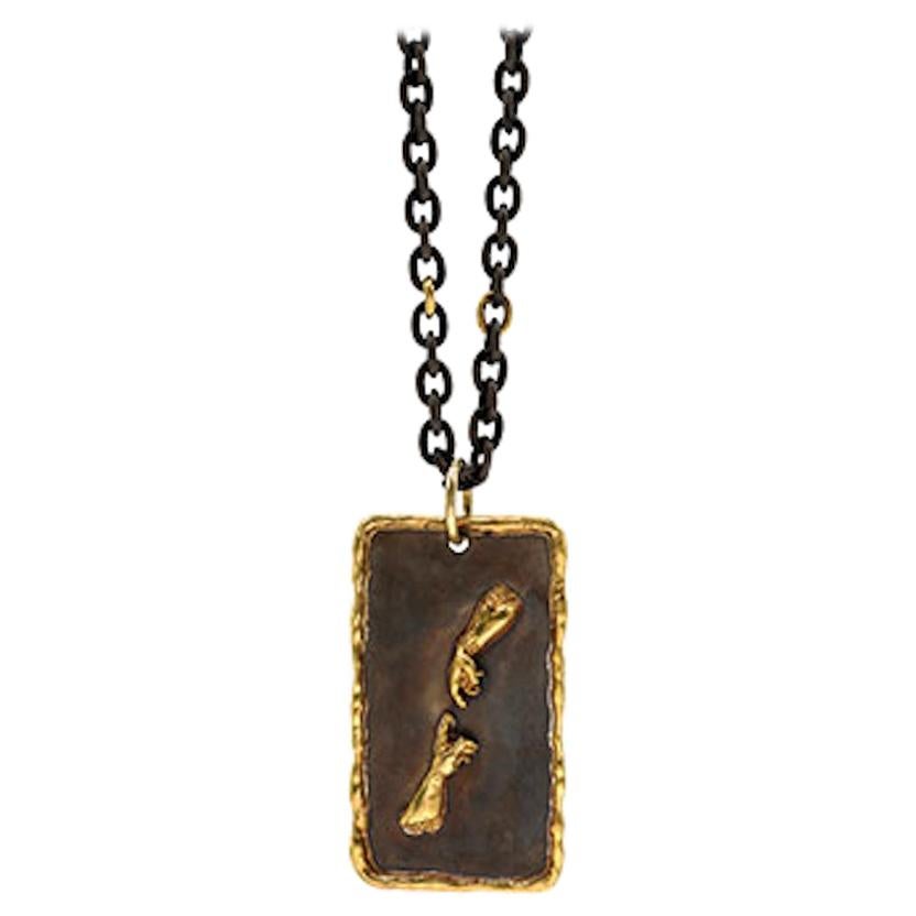 Victor Velyan Creation of Adam Patina Pendant Necklace in 24K Gold and Silver