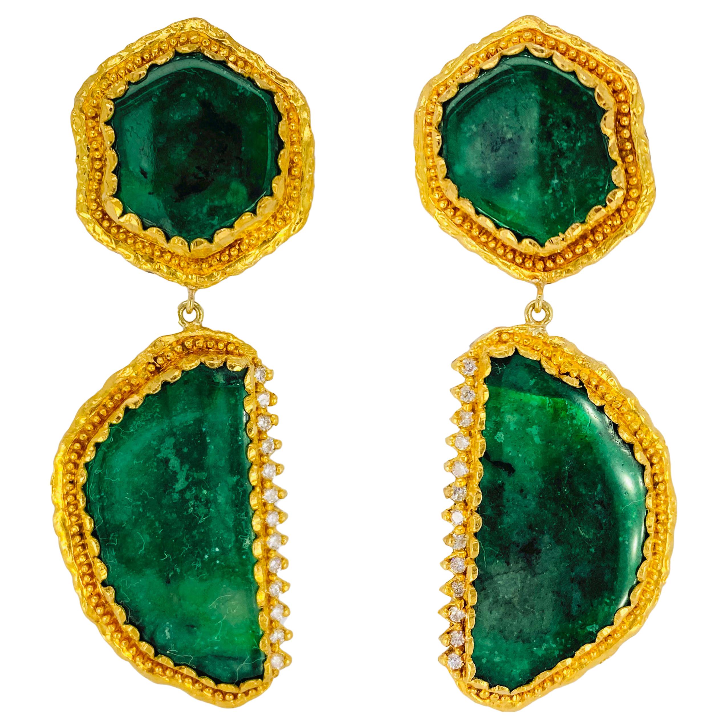 Victor Velyan Emerald and Diamond Earrings