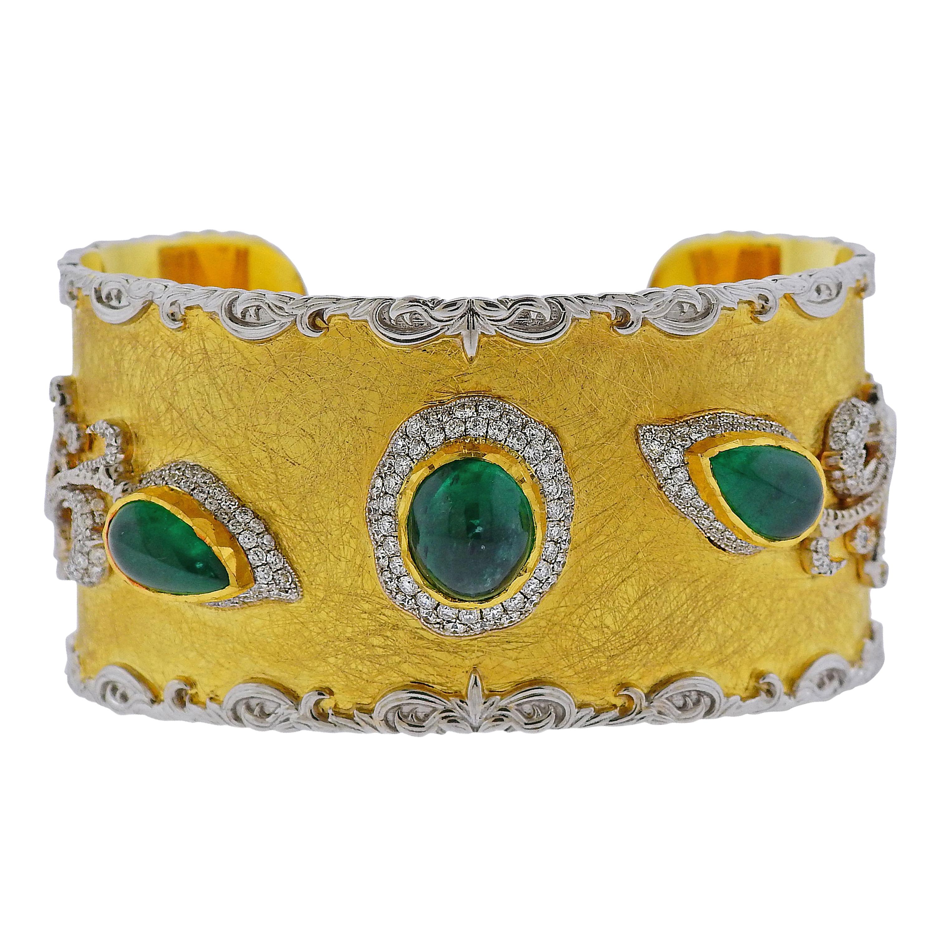 Victor Velyan Gold Diamond Emerald Bracelet