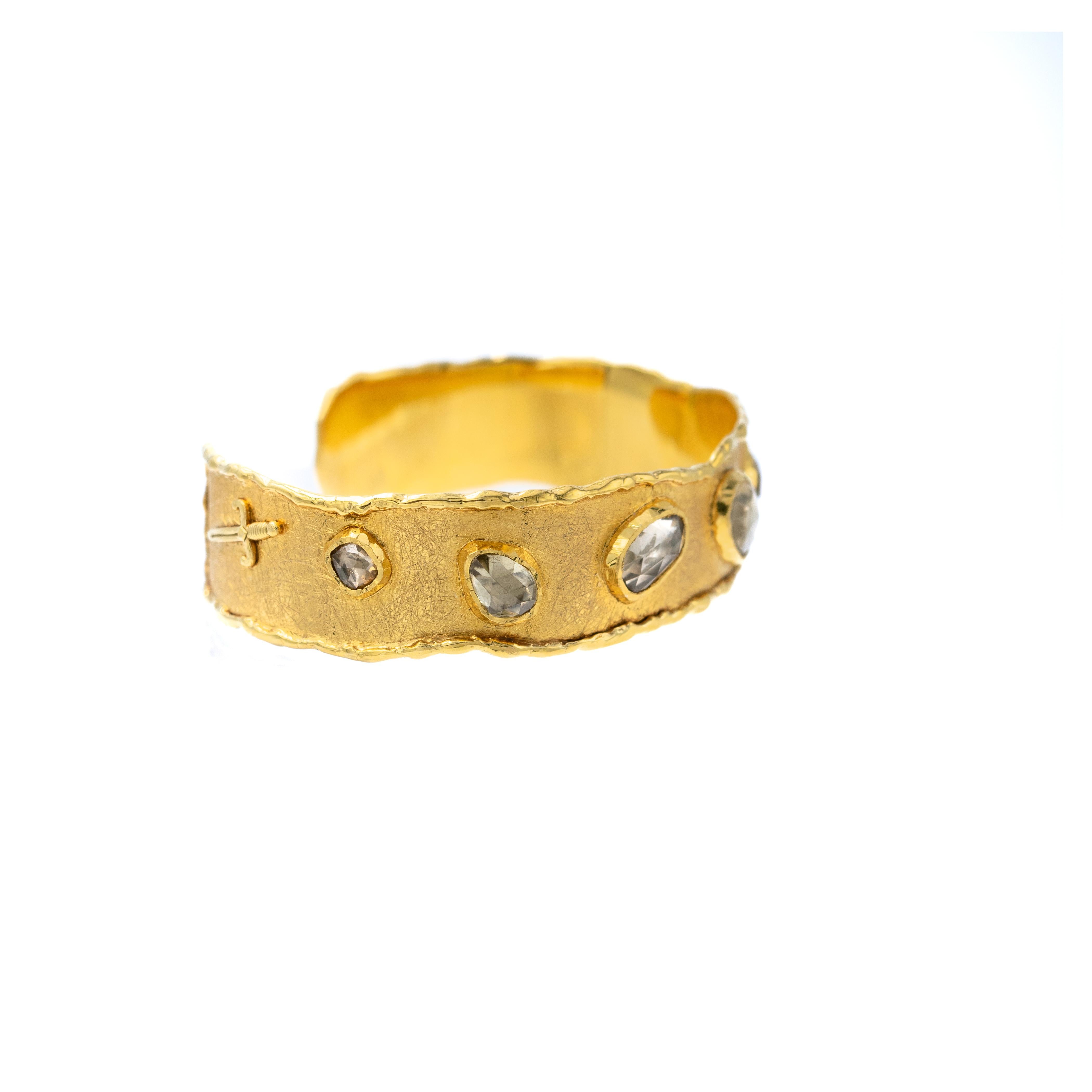 Byzantine Victor Velyan 24K Cuff with Natural Zircons  For Sale