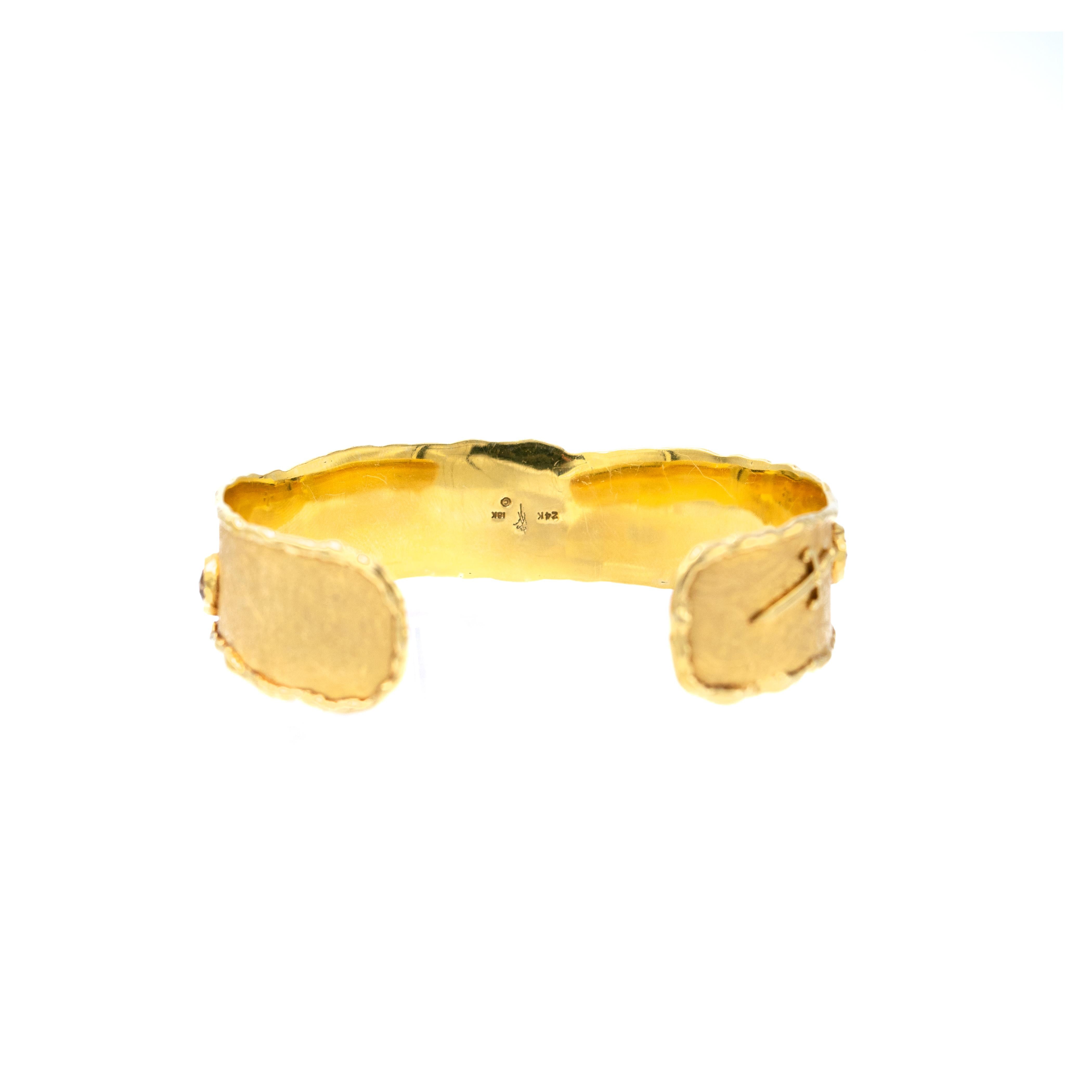 Victor Velyan 24K Cuff with Natural Zircons  In New Condition For Sale In Jackson, WY