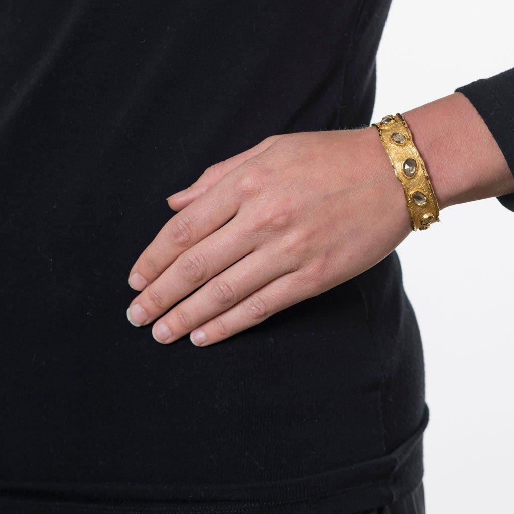 Women's or Men's Victor Velyan 24K Cuff with Natural Zircons For Sale