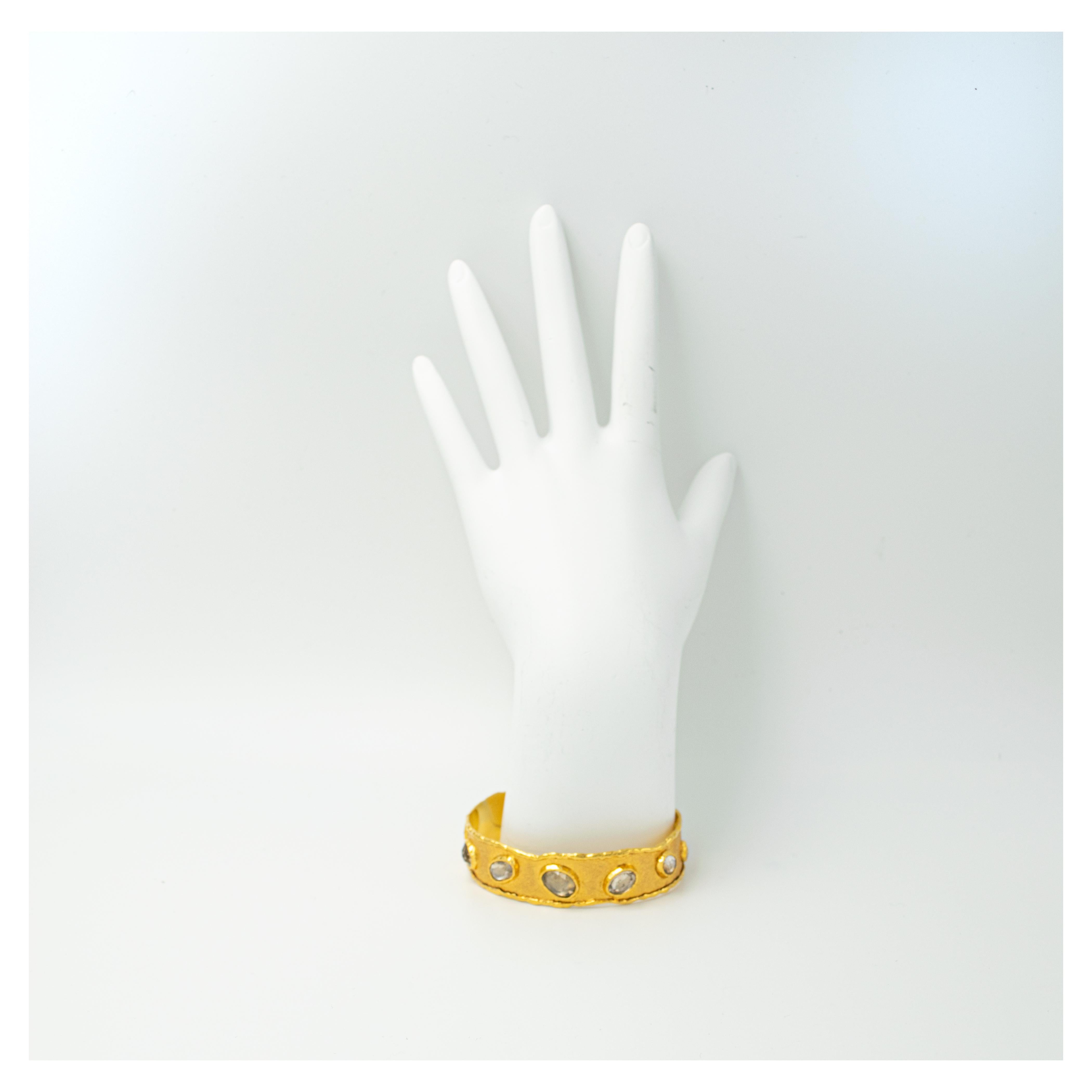 Victor Velyan 24K Cuff with Natural Zircons For Sale 1