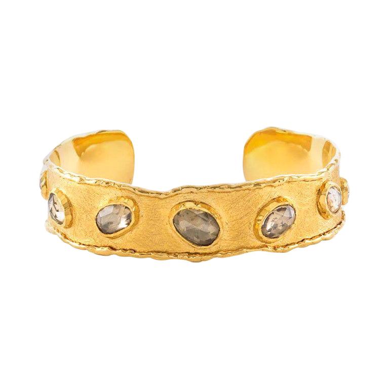Victor Velyan 24K Cuff with Natural Zircons  For Sale