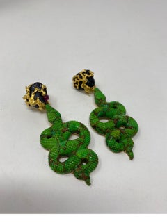 Victor Velyan Snake Green Turquoise Earrings