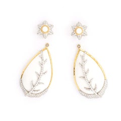Victor Velyan 24K White Opal and Diamonds Teardrop Earrings