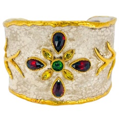 Victor Velyan Wide Garnet Sapphire and Chrome Diopside Cuff