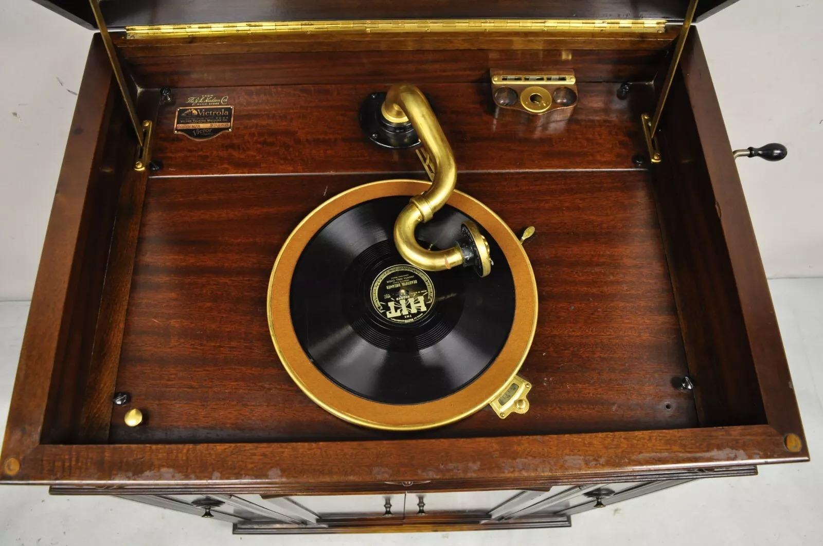 Máquina parlante Victor Victrola Tocadiscos de caoba 