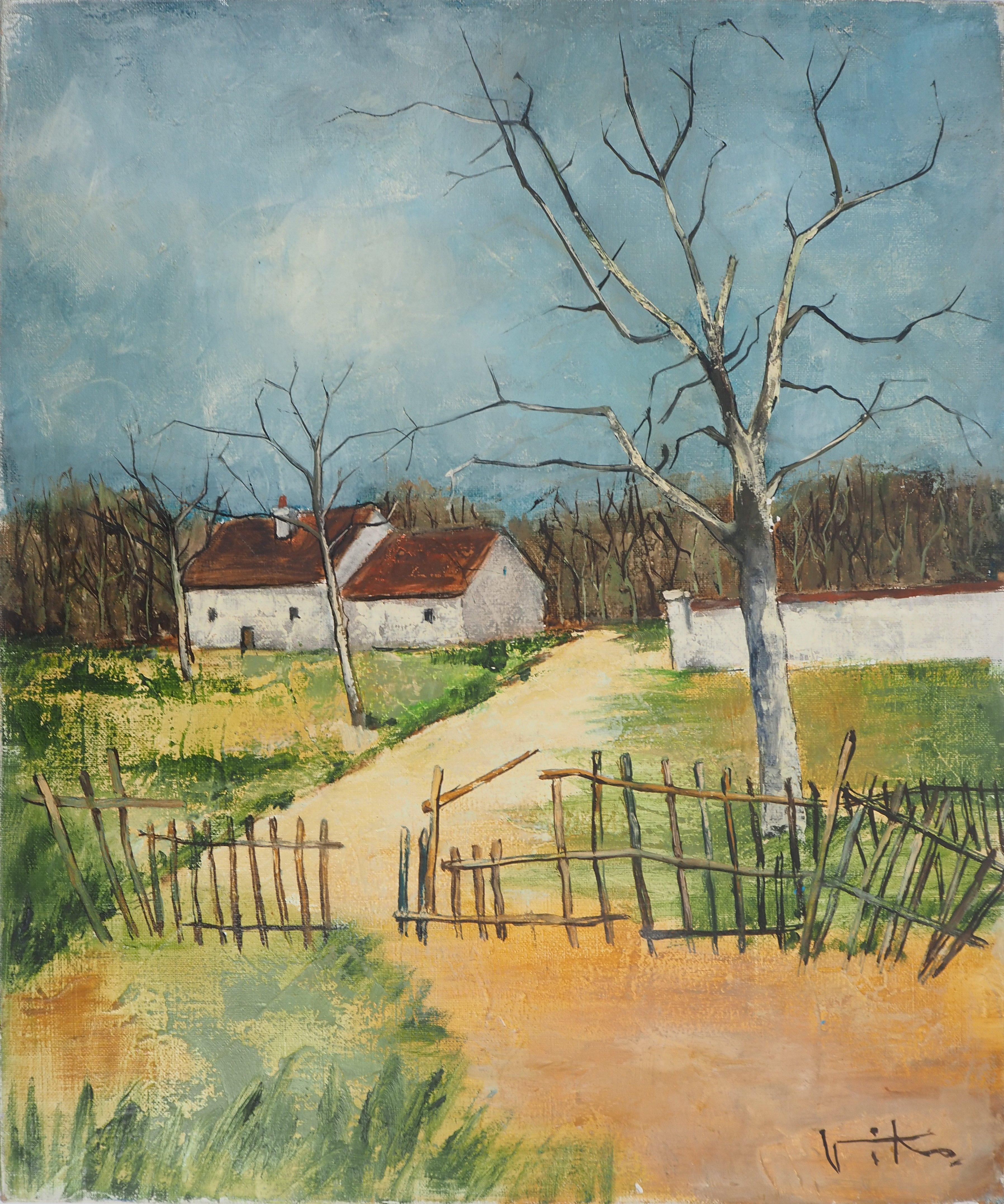 Countryside : The Old House - Original Oil on Canvas, Handsigned - Painting by Victor Viko