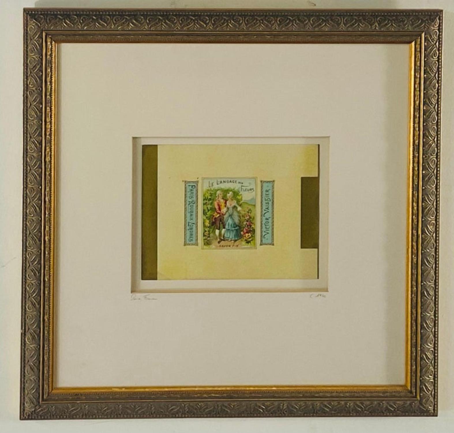 Antique 1940's French Soap label by Victor Vissier, a Pair, Framed and Matted For Sale 1