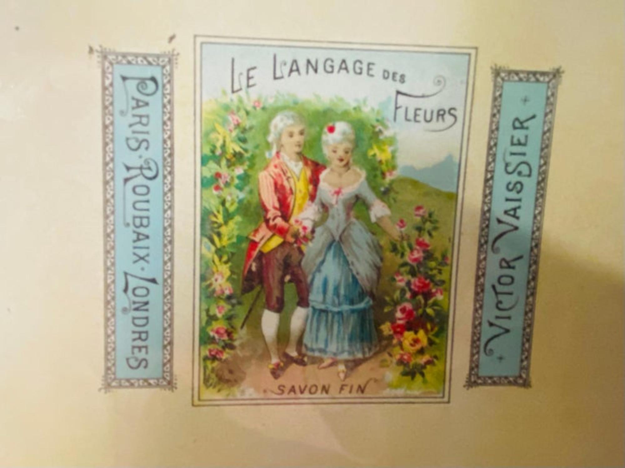 Antique 1940's French Soap label by Victor Vissier, a Pair, Framed and Matted For Sale 2