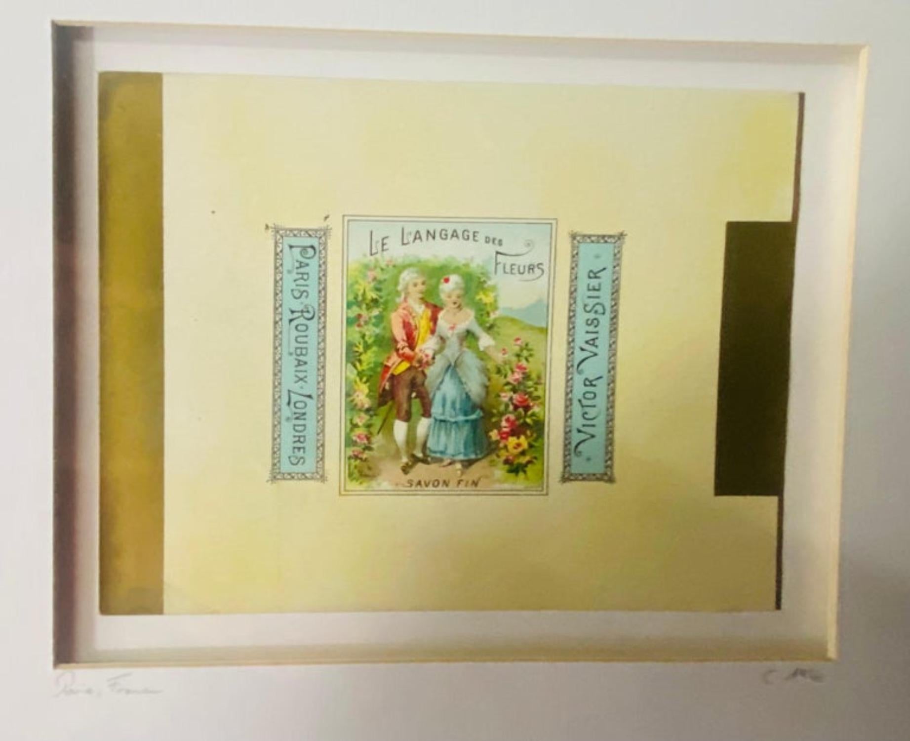 Antique 1940's French Soap label by Victor Vissier, a Pair, Framed and Matted For Sale 3