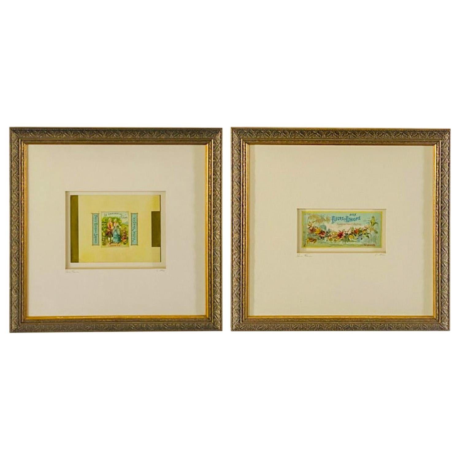 Antique 1940's French Soap label by Victor Vissier, a Pair, Framed and Matted