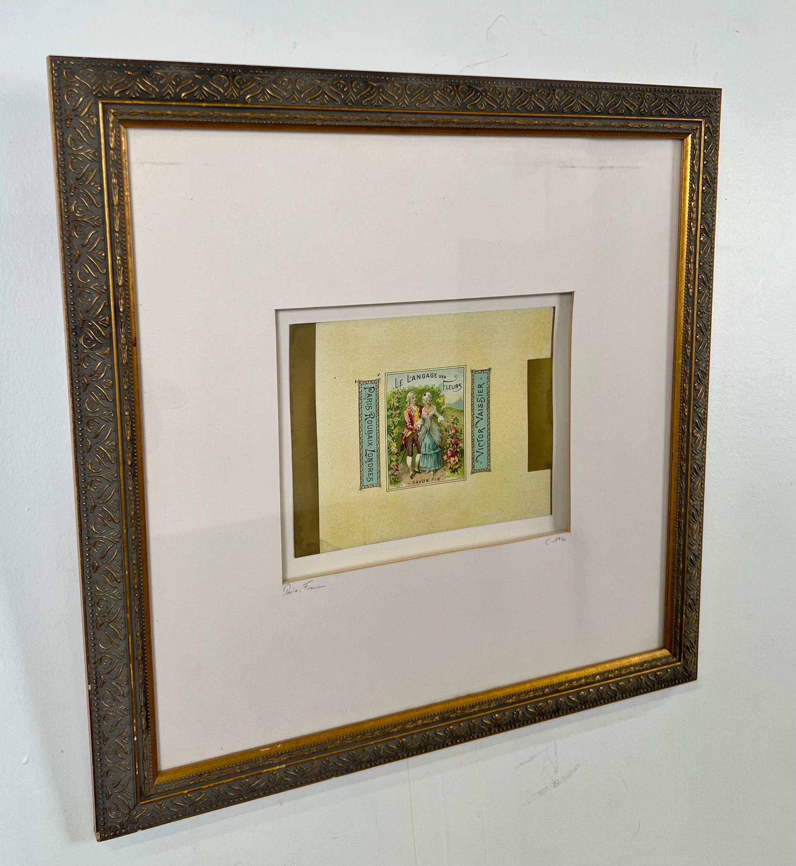 Victor Vissier Label de savon français  Encadré avec COA , 1940's en vente 1