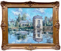 19th century Impressionist painting of a castle pond - Monet Paris Ducks Pond