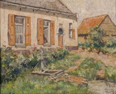 Victor Wagemaekers (1876-1953)- Belgisches Schulöl, Hühner im Vorgarten