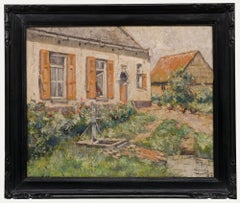Victor Wagemaekers (1876-1953)- Belgisches Schulöl, Hühner im Vorgarten