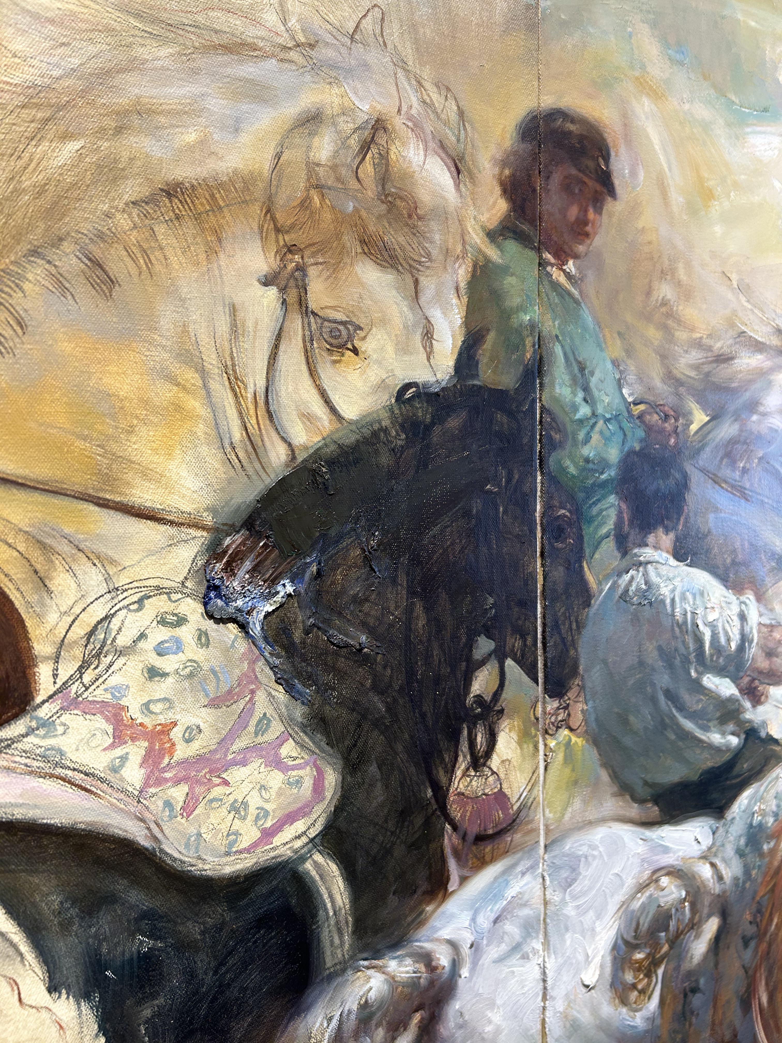Two Panel Figurative Painting, Abstraction, Collage, Oil Paint, Chinese, Wang For Sale 2