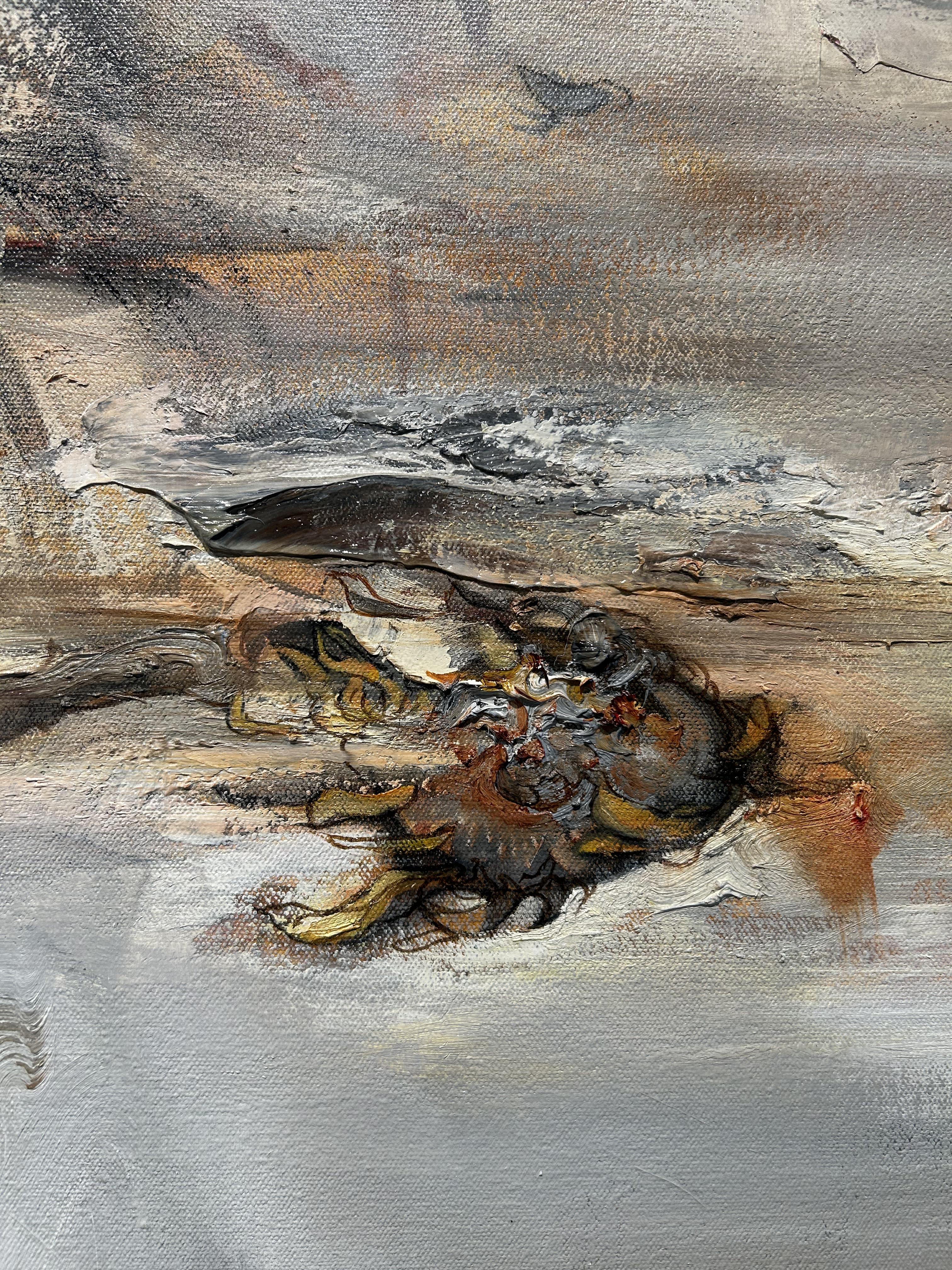 Contemporary Figurative Oil Painting, Portrait, Abstraction, Heavy Texture, Wang For Sale 1