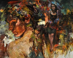 "Dreamer", Contemporary Figurative Oil Painting on Canvas, Varnished, Texture