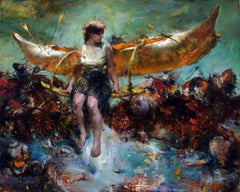 Déjala marchar - Pintura al óleo con grueso empaste y escena de ensueño