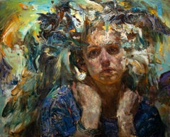 Oil Painting on Canvas, Dramatic Lighting, Textured, "Coming Up" by Victor Wang