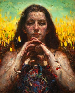 Pittura a olio su tela, illuminazione drammatica, texture, "The Guardian" Victor Wang