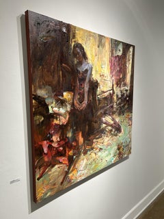 Oil Painting on Canvas, Dramatic Lighting, Textured, "Under the Dazzling Light"