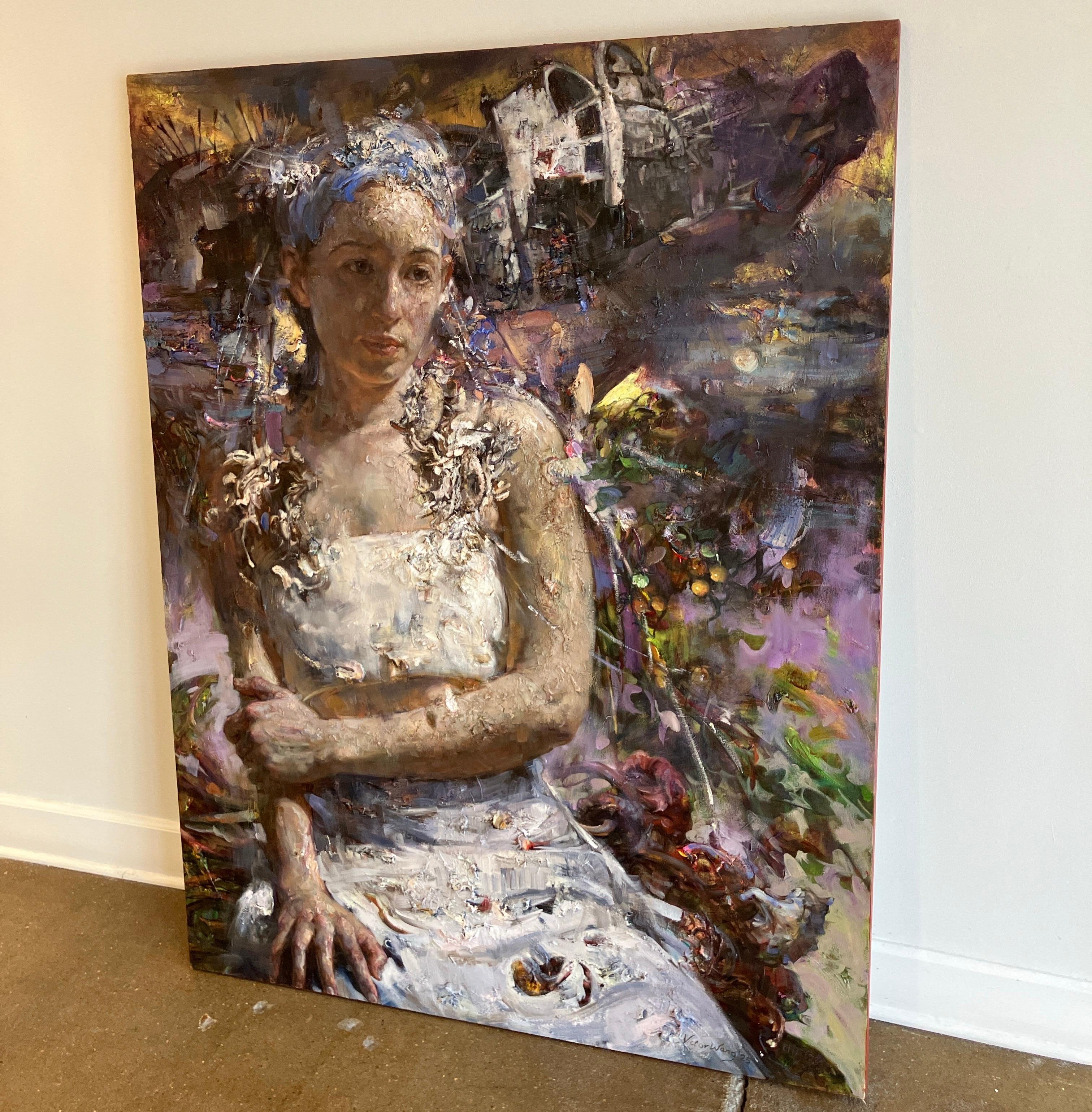 Ölgemälde auf Leinwand, Dramatische Beleuchtung, Strukturiert, Victor Wang, Maiden Voyage im Angebot 1