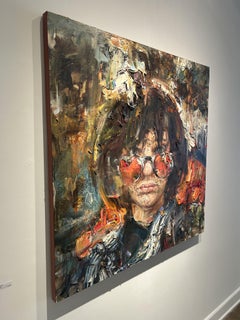 Contemporary Portrait Oil Painting, Abstracted, Heavily Textured, Canvas, Wang