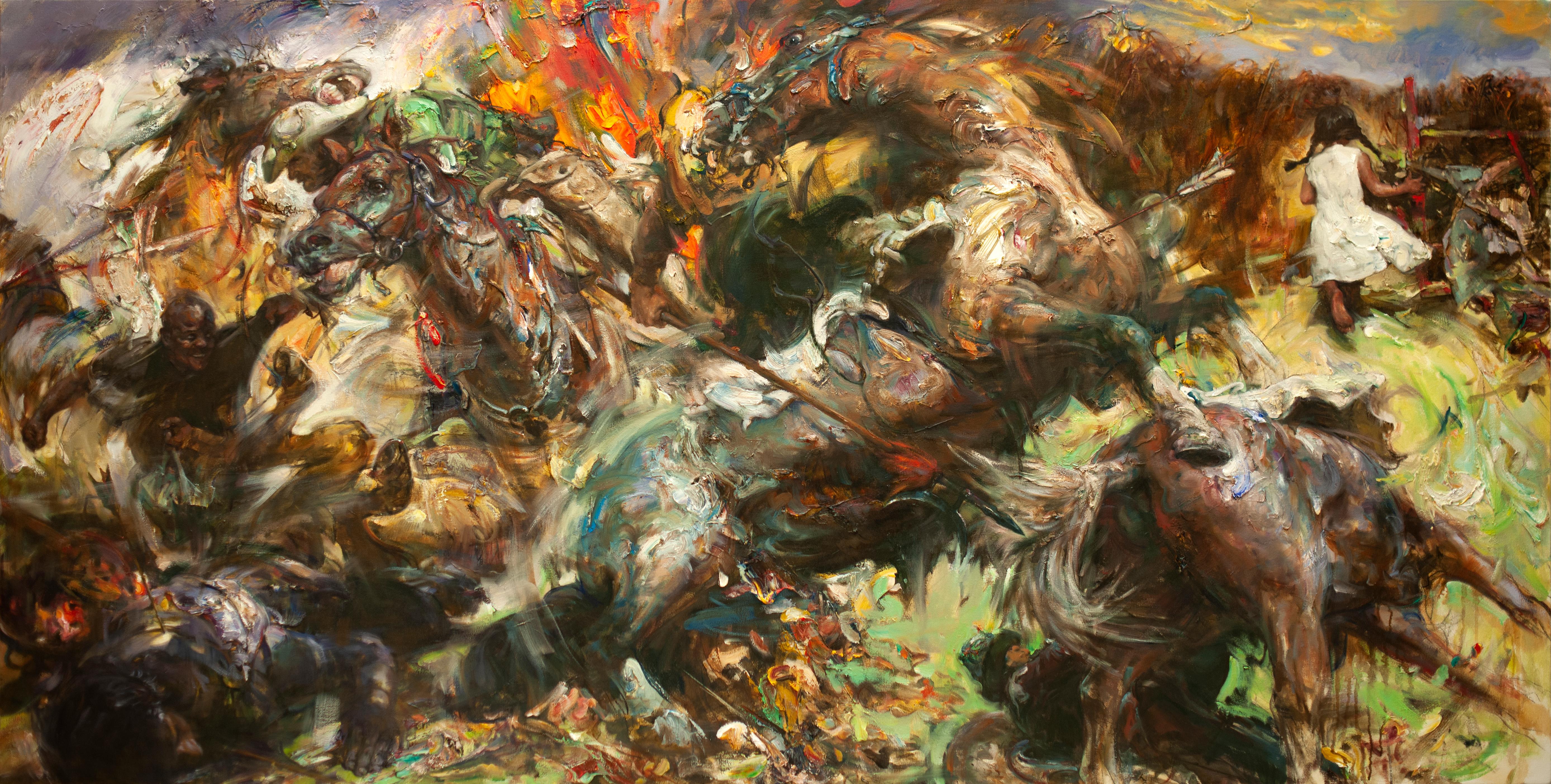 "The Battle", Contemporary, Oil Painting, on Canvas, Figurative, Textural