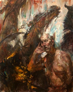 "The Whisperer", Contemporary, Figurative, Oil Painting, Canvas, Horses