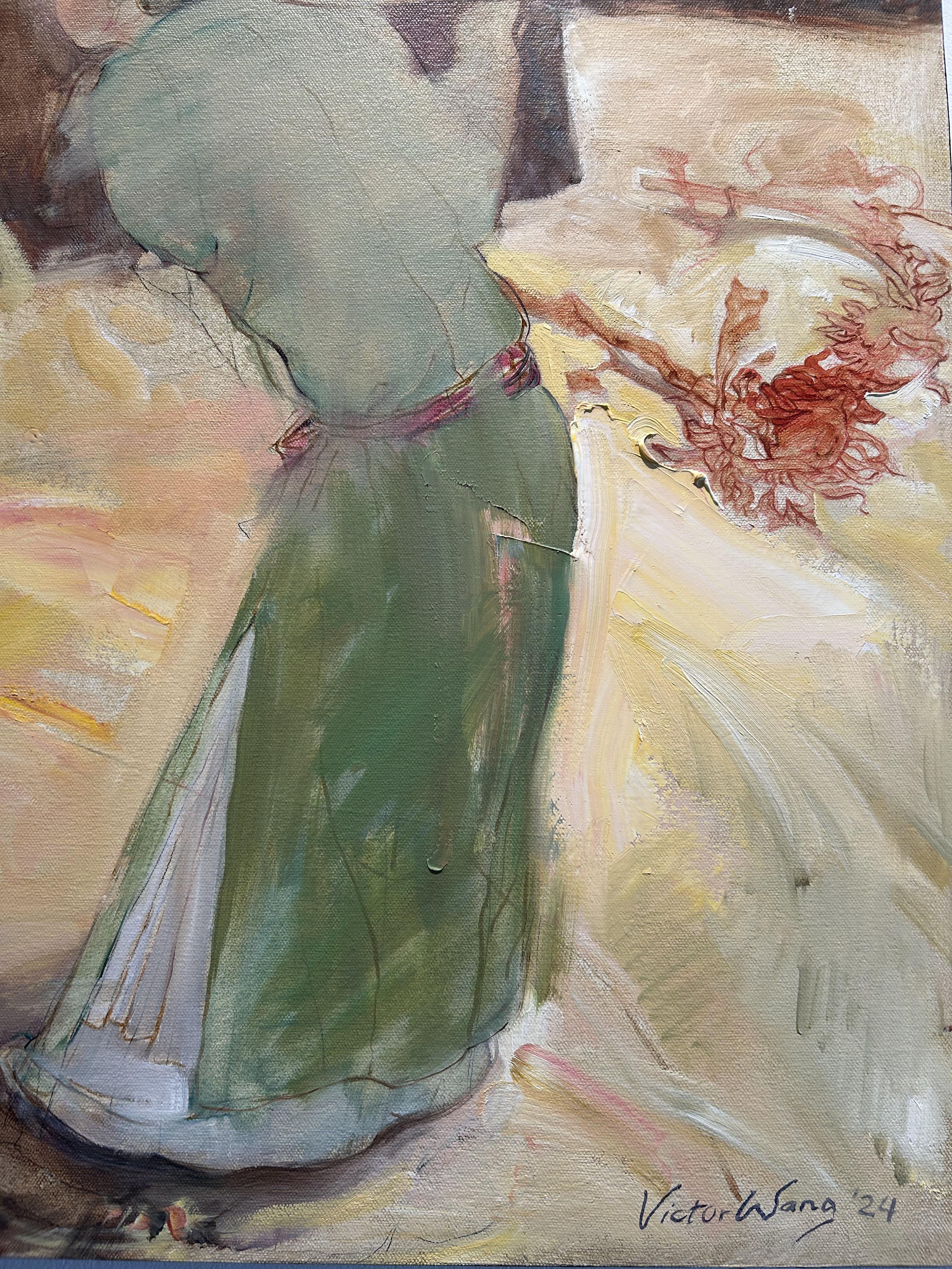 Two Panel Figurative Painting, Abstraction, Collage, Oil Paint, Chinese, Wang For Sale 7