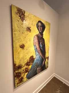 Figurative Oil Painting on Canvas, Flowers, "When Sunflowers Are Falling..."