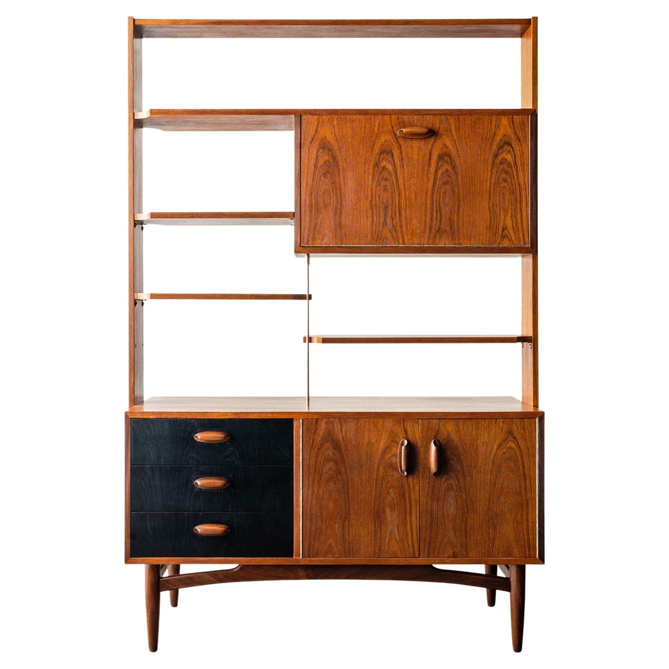 MidCentury Modern Bookshelf Room Divider with Storage For Sale at 1stDibs