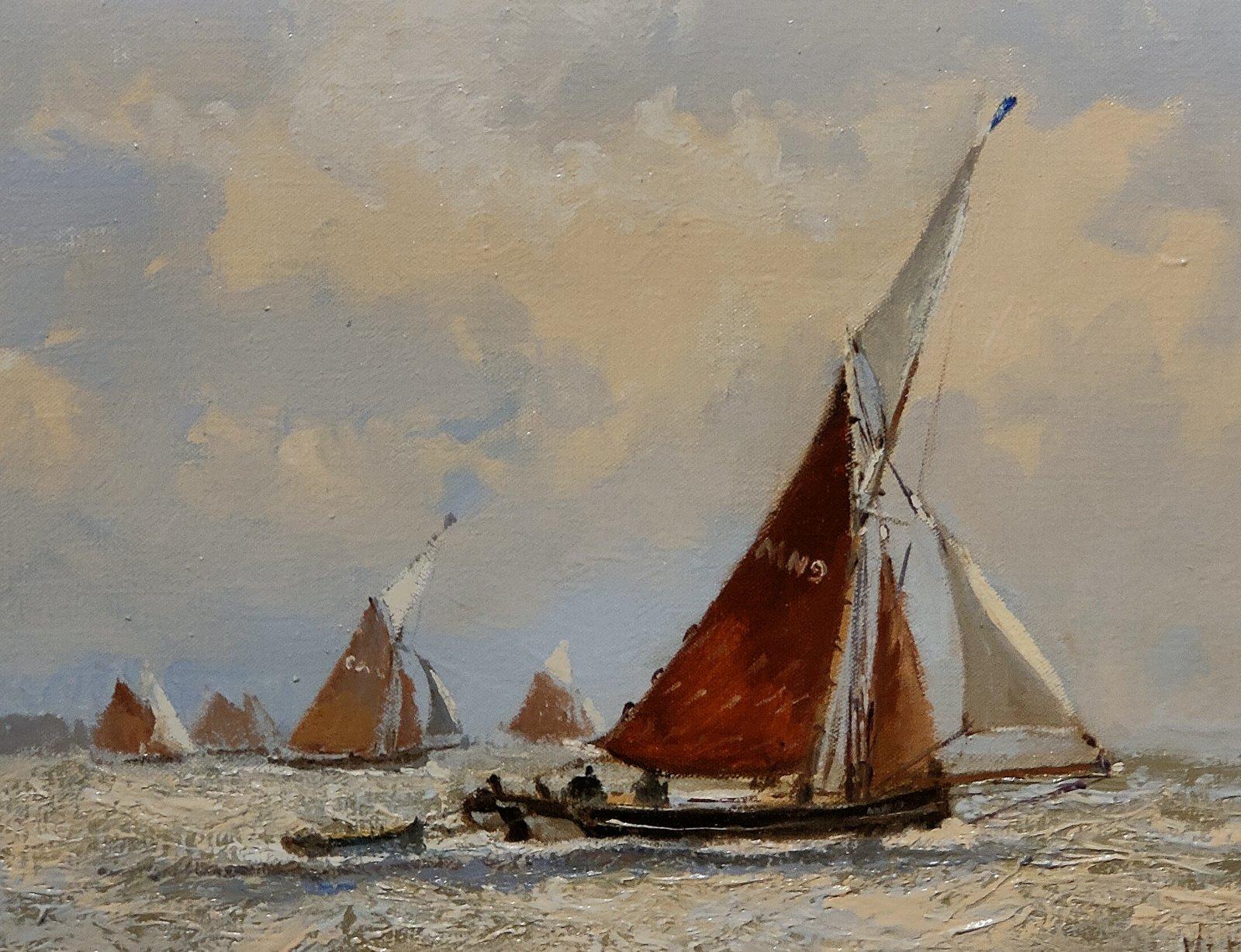 Peinture à l'huile de Victor William Ellis « Une journée breezy au large de la côte »   2