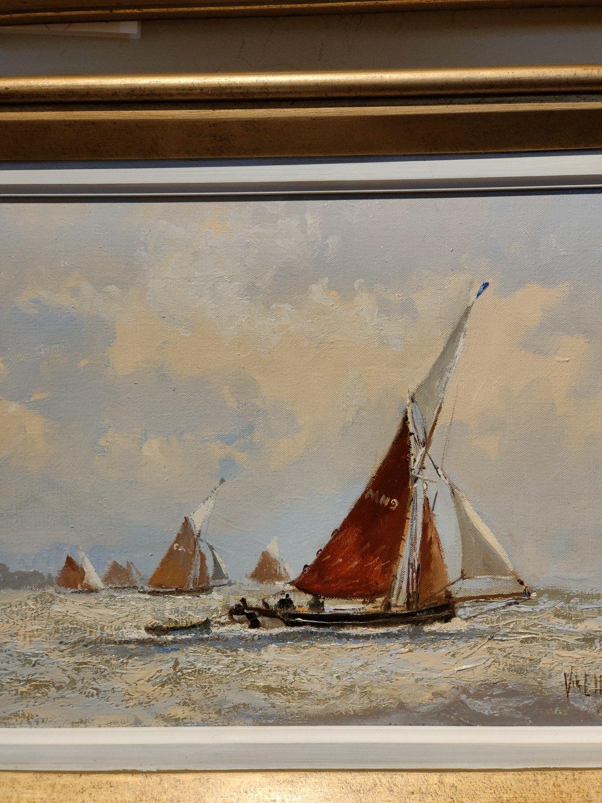 Peinture à l'huile de Victor William Ellis « Une journée breezy au large de la côte »   3