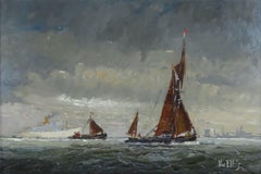 Pintura al óleo de Victor William Ellis "Gravesend Reach"