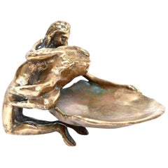 Victor Zaikine Bronze Sculpture Titled Lovers Embrace Vintage