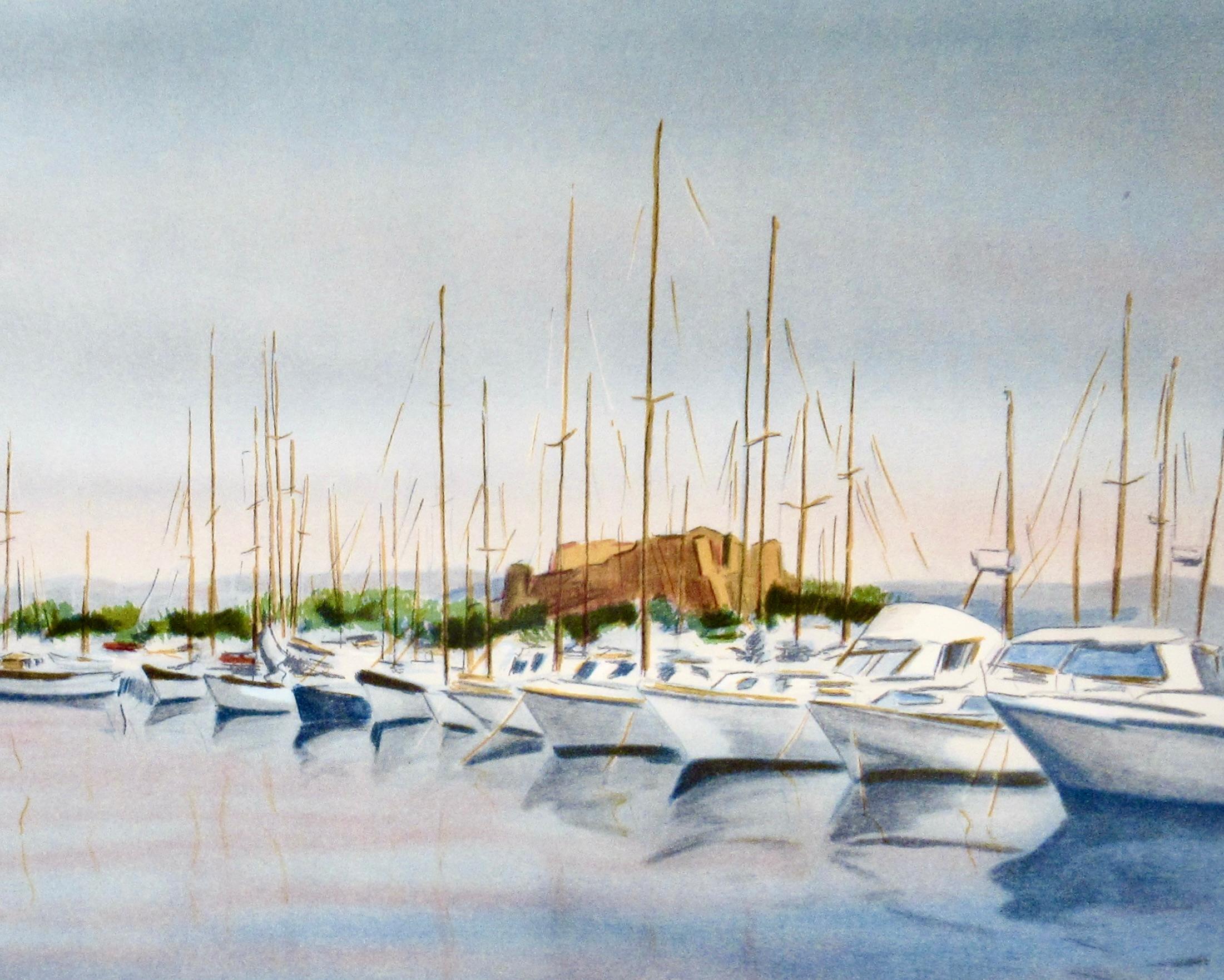 Antibes - Gris Figurative Print par Victor Zarou