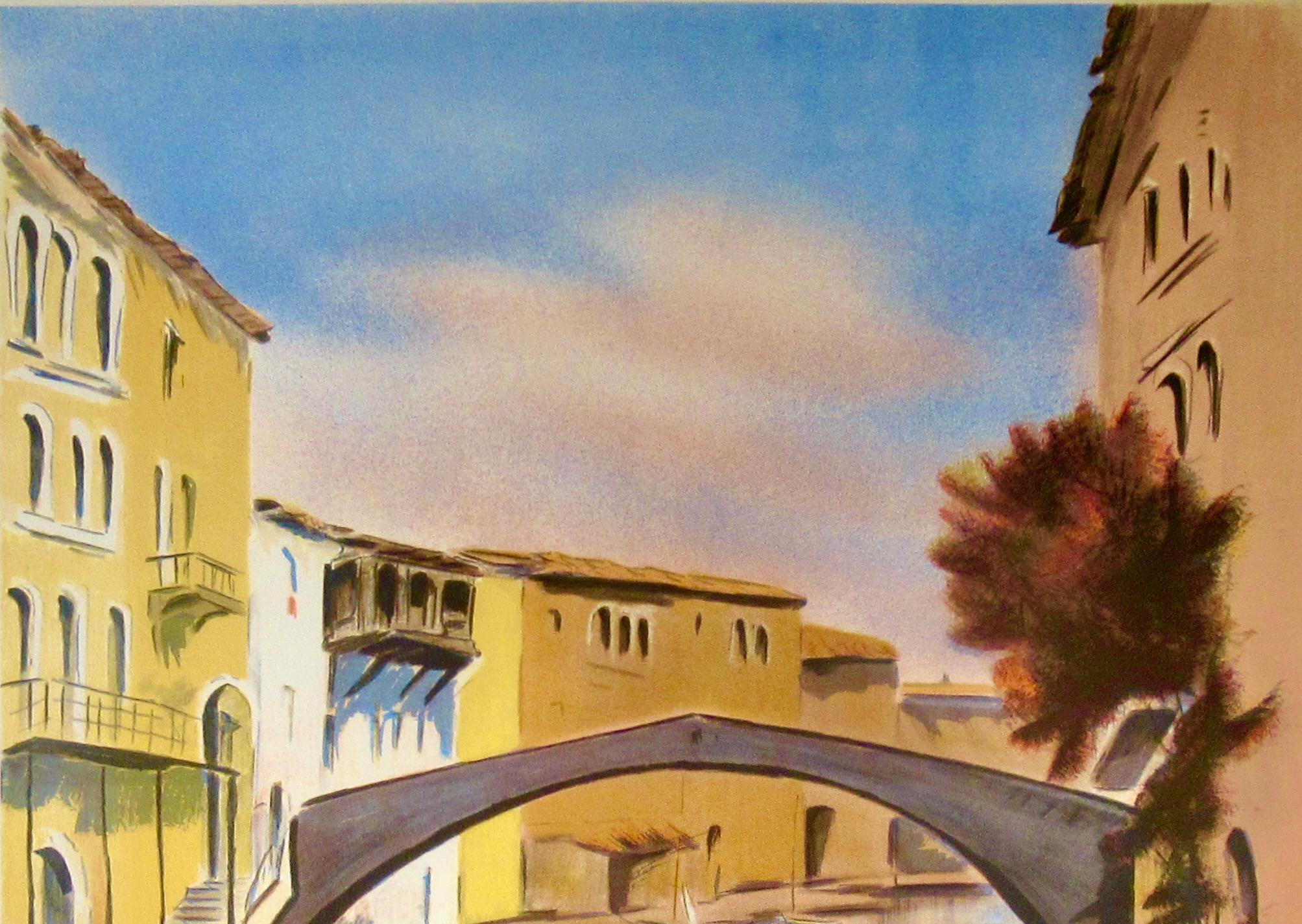 Port Grimaud (exposition) - Marron Figurative Print par Victor Zarou