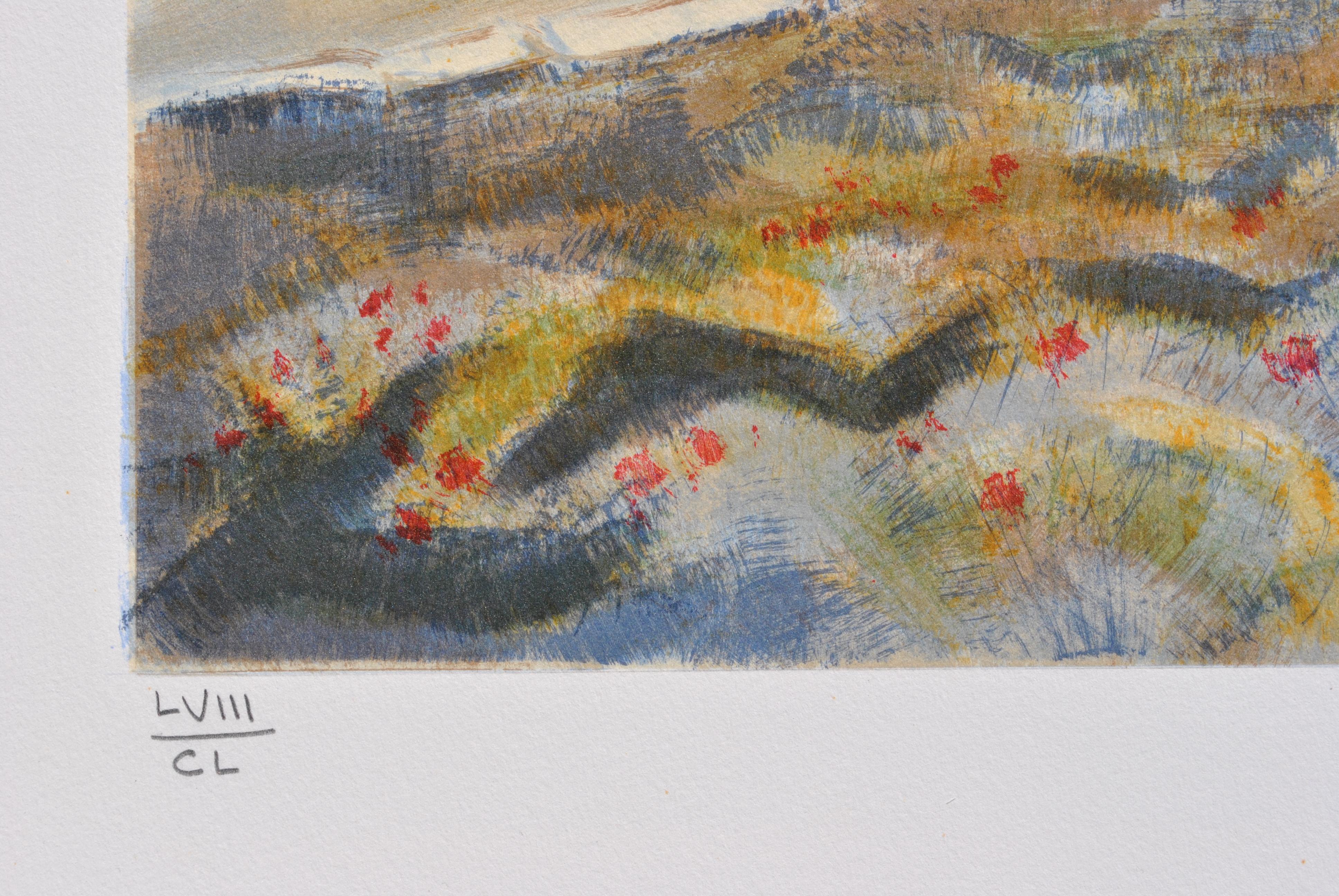 The Provence Mill - Original Lithograph, HANDSIGNED & Ltd /150 - Gray Landscape Print by Victor Zarou