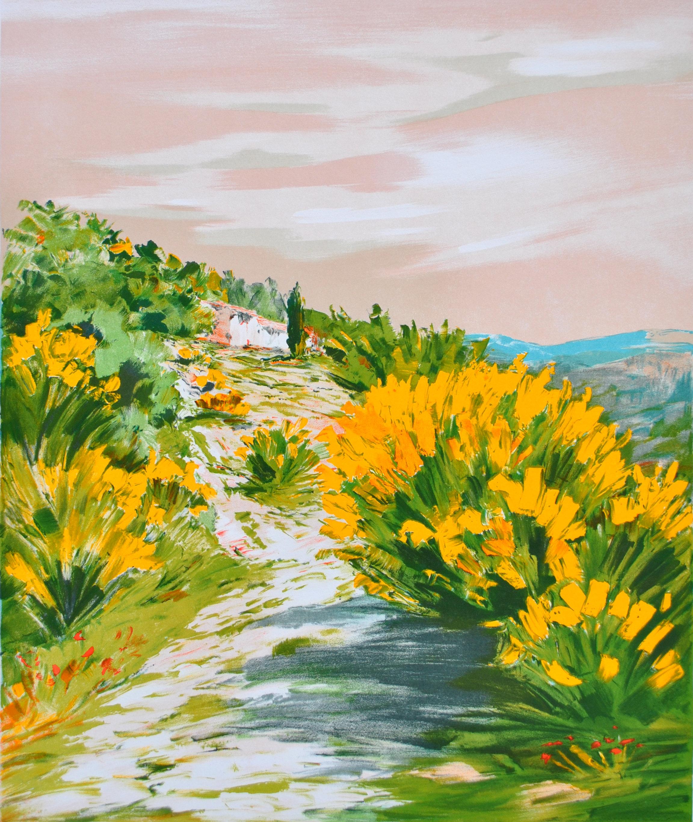 The Small Path in Provence - Original Lithograph, HANDSIGNED & Ltd /150 - Print by Victor Zarou