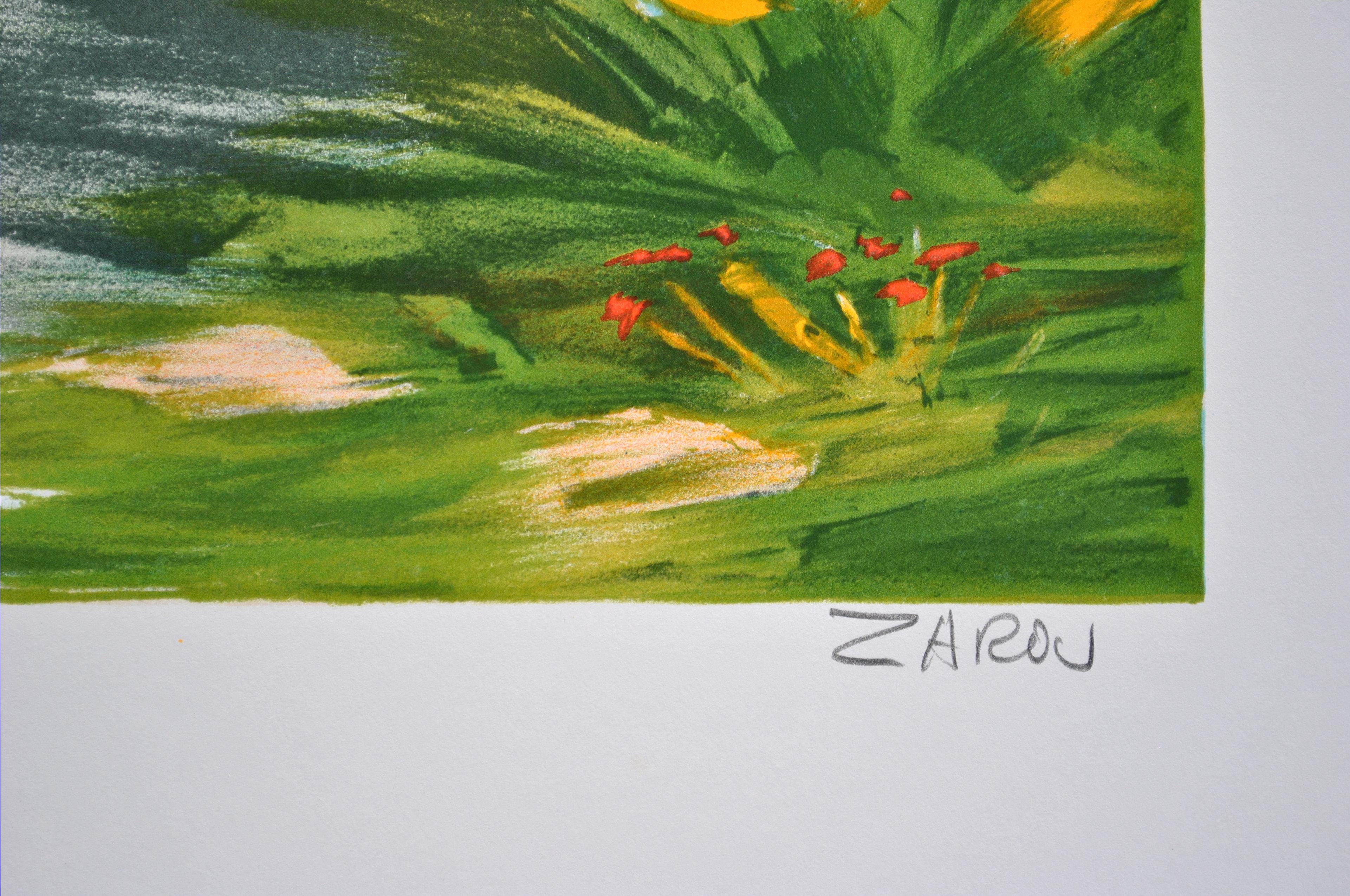 The Small Path in Provence - Original Lithograph, HANDSIGNED & Ltd /150 - Modern Print by Victor Zarou